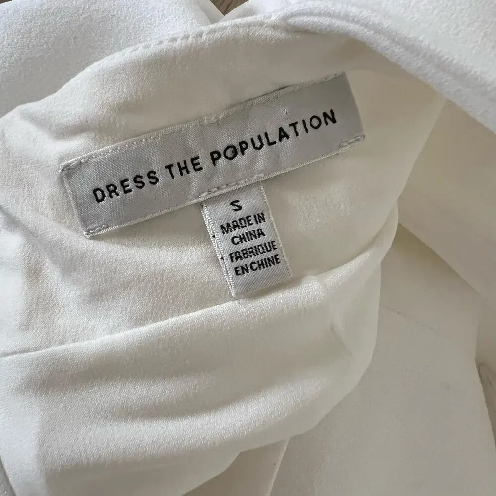 Dress the Population Camden Floor Length Formal Halter Neck Gown White Small
